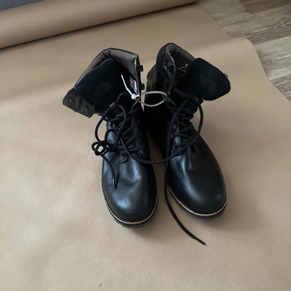 THE NORTH FACE 100 Gram Black Leather Boots Lace-Up SIZE 14 MEN’S Rugged Outdoor - Picture 9 of 14